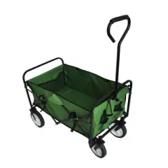 FURNIinspire Wheelbarrows And Lawn Carts Multi-Purpose Outdoor Utility Cart, Folding Garden Wagon For Beach, Camping, Shopping, Green, 37&ldquo;*20"*45"