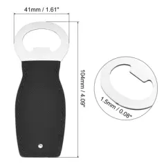 Unique Bargains Stainless Steel Portable Beer Soda Bottle Opener with Leather Handle for Bar Party