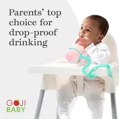 Goji Baby Bottle Bungees - Sippy Cup Holder Strap - Sippy Cup and Toy Safety Tether - For Kids Ages 0-36 Months [Blue & Aqua 2pk]