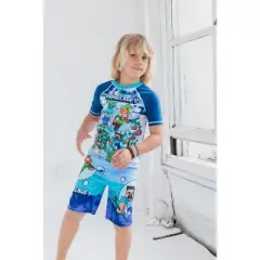 Minecraft Zombie Creeper Alex Steve Rash Guard and Swim Trunks Outfit Set Little Kid to Big Kid