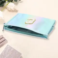 Unique Bargains Women's Letter C Makeup Bag Blue 1 Pc