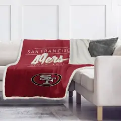 NFL San Francisco 49ers Legacy Script Sherpa Flannel Fleece Blanket
