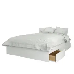 Axel 3 Drawer Storage Bed with Headboard White/Walnut - Nexera