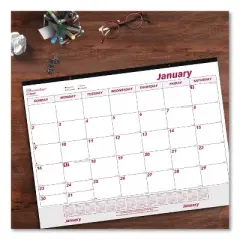 Monthly Desk Pad Calendar, 22 x 17, White/Burgundy Sheets, Black Binding, Clear Corners, 12-Month (Jan to Dec): 2026