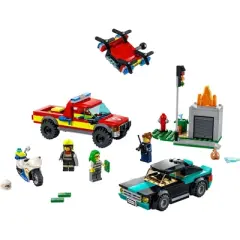 LEGO City Fire Rescue & Police Chase Truck Toy Set 60319