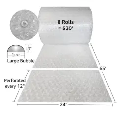UOFFICE Large Bubble Roll Wrap 24" Wide x 520 Feet Long