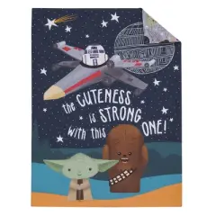 Star Wars Welcome to the Galaxy Navy and Gray Yoda, R2-D2, Chewbacca, and Princess Leia 4 Piece Toddler Bed Set