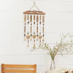 Coastal Wood Butterfly Windchime Brown - Olivia & May: Enchanting Melody, Indoor Decor, Easy Hang