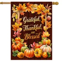 Briarwood Lane Fall Thanksgiving Double Sided House Flag 40x28 For Outdoor Thankful Blessings For Thanksgiving House Flag