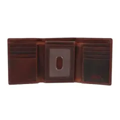 CTM Men's Oil Tanned Leather Trifold Wallet with ID Flap