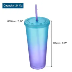 Unique Bargains Insulated Double Wall Tumbler with Lid and Straw