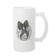 Elanze Designs Freezable Beer Stein Mug With Thumb Grip Handle, 16 Ounce Frosted Glass, Volleyball With Black Bow