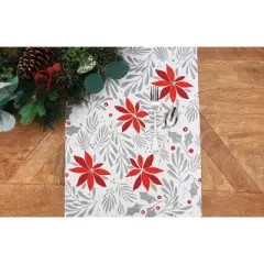C&F Home Poinsettia Christmas Printed Christmas Winter Table Runner 14" x 72"