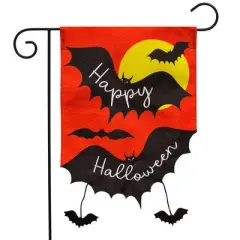 Briarwood Lane Burlap Garden Flag 12x18 For Outdoor Happy Halloween Bats For Halloween Garden Flag Flags For Outside