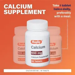 Rugby Calcium Carbonate 600mg Tablet, 60 Ct