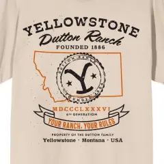 Yellowstone Your Rach Your Rules Montana Logo Crew Neck Short Sleeve Women's Natural T-shirt