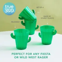 True Zoo Cactus Tequila Shot Glasses - Novelty Succulent Party Funny Cute Shot Glass Set, Unique Shooters in Green