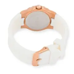 Peugeot Women's Rose Gold Wrist Watch with Crystal Bezel and Silicone Rubber Band