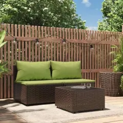 vidaXL 3 Piece Patio Lounge Set with Thickly Padded Cushions, Brown Rattan Outdoor Sofa Set for Garden, Patio, or Deck