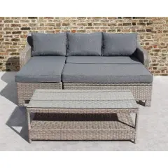 Courtyard Casual Canyon Bay Loveseat Daybed Combo  Converts from Loveseat with Chaise Lounge into Double Day bed