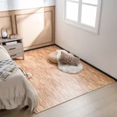 12/24Tiles Wood Grain EVA Foam Floor Mats Interlocking w/Borders 24" Natural