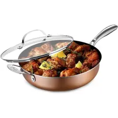 Gotham Steel Copper Cast Textured 5.5 QT Nonstick Jumbo Cooker with Glass Lid