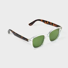 Men's Two-Tone Crystal Square Sunglasses - Goodfellow & Co&trade; Clear