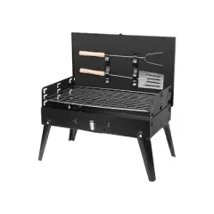 SEVOBAL Outdoor Grills, Griddles and Smokers 3 Height Adjustable Foldable Charcoal Grill for Camping, Picnics, Backyard BBQ, Black, 17.7"*11.02"*3.1"