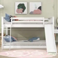 Wood Bunk Bed with Convertible Slide and Ladder-ModernLuxe