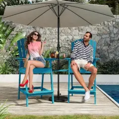 Nasitip Adirondack Barstools Set of 2 with Tray - 350LB Capacity, Wooden Bar Height Chairs for Deck, Patio & Backyard