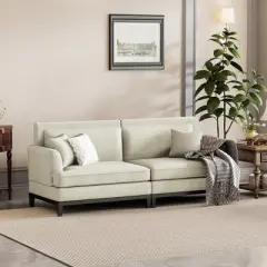 81.8" Upholstered Country Loveseat Sofa with Wooden Legs and Two Throw Pillows-ModernLuxe