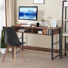 Tangkula Computer Desk Study Writing Table w/2 Drawers Workstation for Home Office