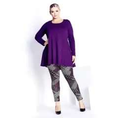 Women's Plus Size Geo Pant - plum | AVENUE