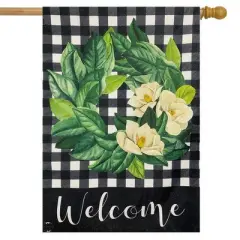 Briarwood Lane Magnolia Wreath Burlap House Flag Welcome Floral 2