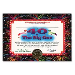 Beistle 40 Is The Big One Certificate, 5" x 7", (6/Pkg) Multicolored