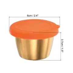 Unique Bargains Silicone Stainless Steel Leak-proof Orange Lids Food Containers