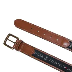 Tommy Hilfiger Men's Leather Casual Belt with Fabric Inlay