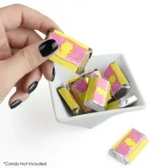 Big Dot of Happiness Pink Ducky Duck - Mini Candy Bar Wrapper Stickers - Baby Shower or Birthday Party Small Favors - 40 Count
