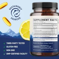 EPA Ultra Omega 3 Fish Oil Softgels, High Strength EPA Supplement for Heart Health & Cellular Function Support, Lemon Flavor, MAV Nutrition, 60ct