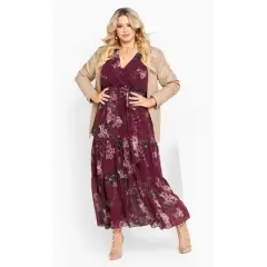 Women's Plus Size Bold Blossom Maxi Dress - ruby | CITY CHIC