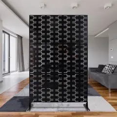 CAVINAS Patio Decorative Screen Metal Fence Privacy Screen with Rectangular Pattern for Outside and Garden, 76" H&times;48" W