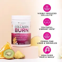 Multi Collagen Burn Hydrolyzed Collagen Peptides Powder with Types I II III V X, Supports Weight Loss, Chocolate Swirl, Vitauthority, 25 svgs, 318gm