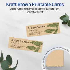 Avery Printable Rectangle Mini Business Cards with Sure Feed Technology, 1" x 3", Kraft Brown Cardstock, Print-to-the-Edge, Laser/Inkjet, 160 Total