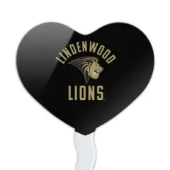 Lindenwood University Lions Logo Heart Love Cupcake Picks Toppers Decoration Set of 6