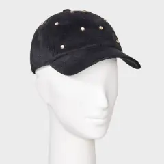 Faux Suede with Stud Detail Baseball Hat - Universal Thread&trade; Black