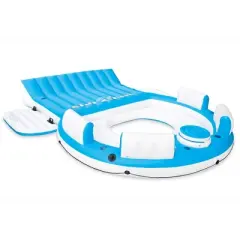 Intex Island Pool Lake Raft Lounger w/ Inflatable 72 Can Beverage Cooler Float