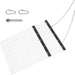 Garvee Towable Steel Durable Rust Resistant Chain Rake ATV Drag Harrow with Galvanized Mesh Lining and Front Weight Tray
