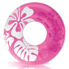 Intex 36 Inch Colorful PVC Transparent Inflatable Swimming Pool Relaxing Single Round Ring Float for Children and Adults, Multicolor