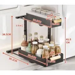 Under Sink Organizer, 2 Packs 2 Tier Under Sink Organizers and Storage, Slide Out Pull Out Cabinet Organizer Shelf