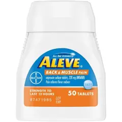 Aleve Naproxen Sodium Tablets 220mg Back & Muscle Pain Tablets, 50 Count